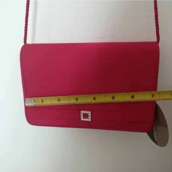 NWT Valerie Stevens Red Satin Dress Evening Shoulder Bag - Picture 9 of 12